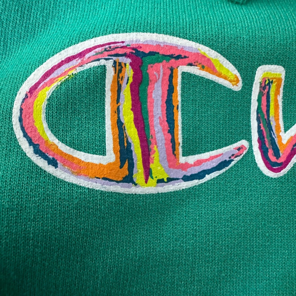 Champion Hoodie NWT Women 1X Green Colorful Script Logo Fleece Outdoor Pullover - Picture 7 of 11